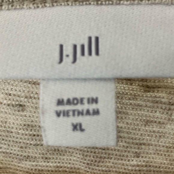 J. Jill Cream Linen Blend V Neck Tunic Top Crochet Embellishment Size XL - Picture 4 of 6